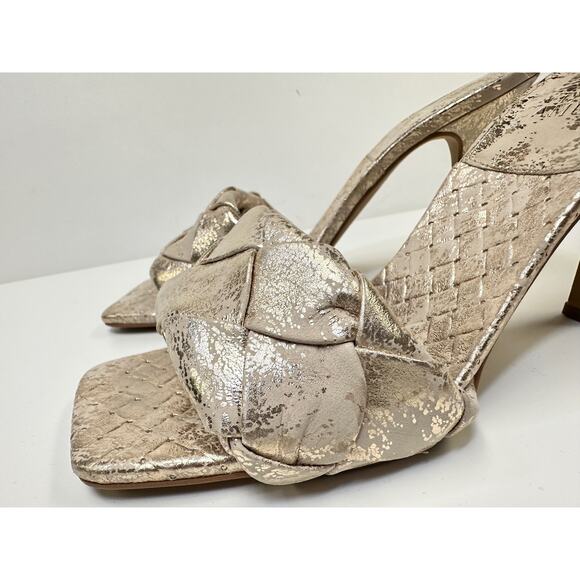 Vince Camuto Brelanie Braided Strap Sandal In Metallic Golden Natural Sz 8.5 - Picture 5 of 10